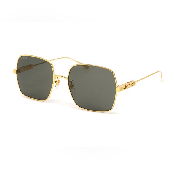 NEW GUCCI SQUARE SUNGLASSES GUCCI GG1434S 001 GOLD GREY EYEWEAR - Picture 1 of 3